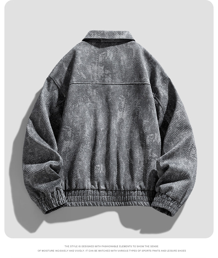Denim-Jacke mit Gittermuster
