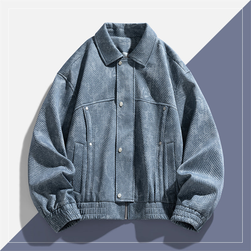 Denim-Jacke mit Gittermuster