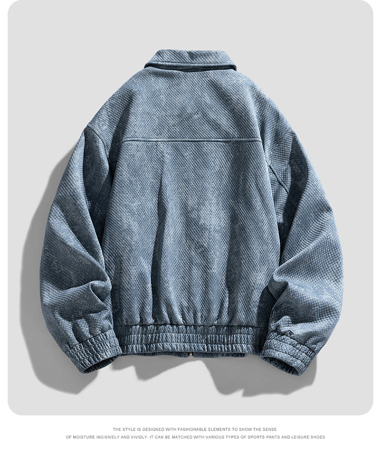 Denim-Jacke mit Gittermuster
