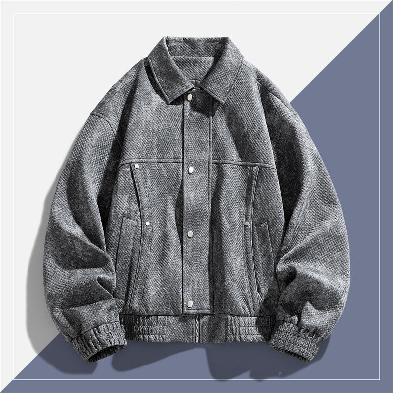 Denim-Jacke mit Gittermuster
